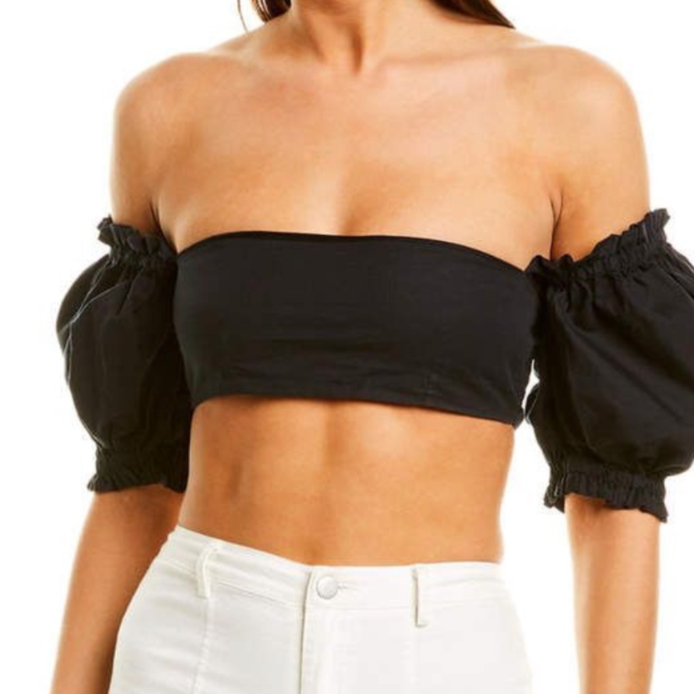 Weworewhat X Onia Coco Puff-Sleeve Crop Top